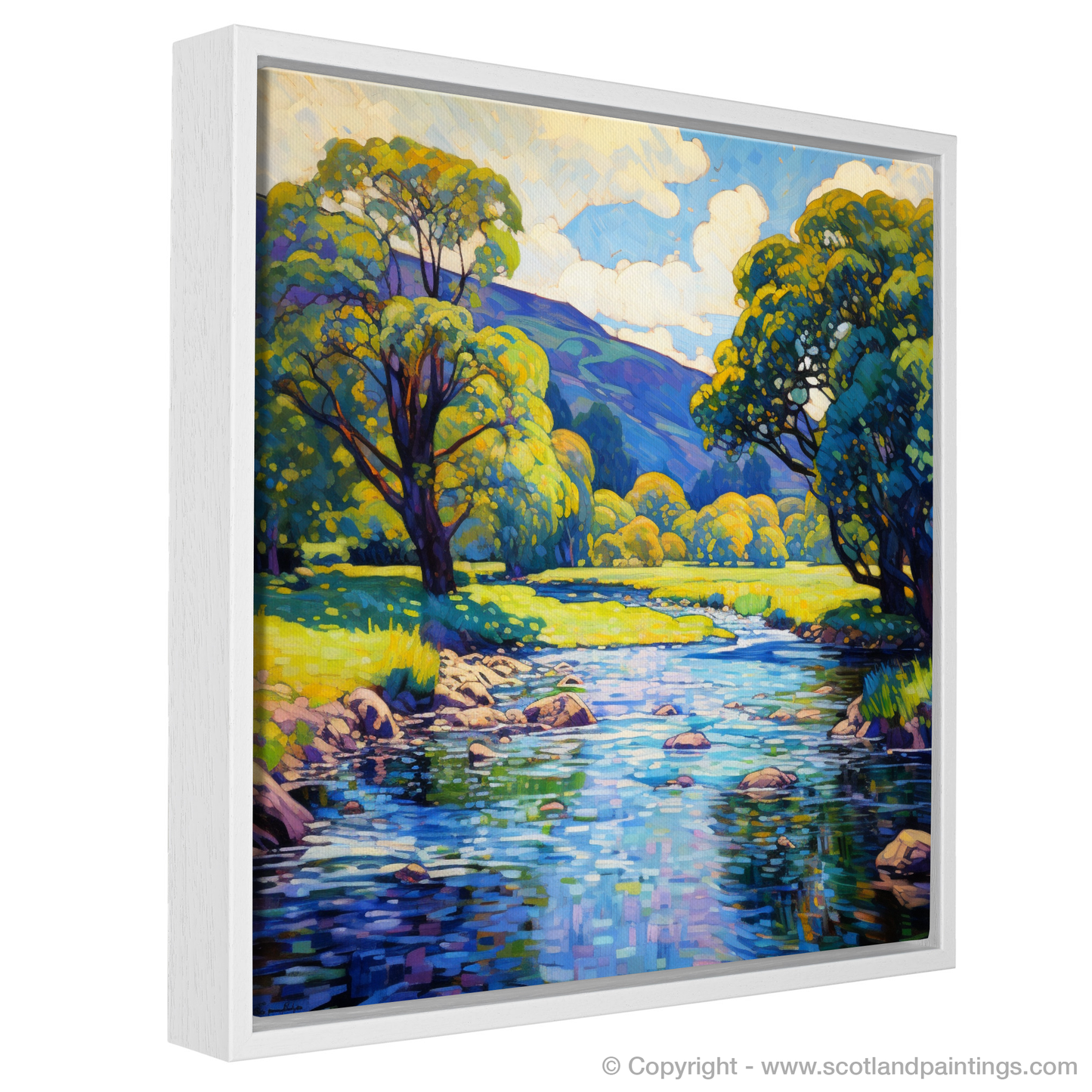 Painting and Art Print of River Earn, Perthshire in summer entitled "Summer Serenity on River Earn, Perthshire".