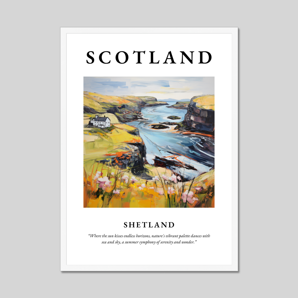 Poster in a white frame with the word Scotland
