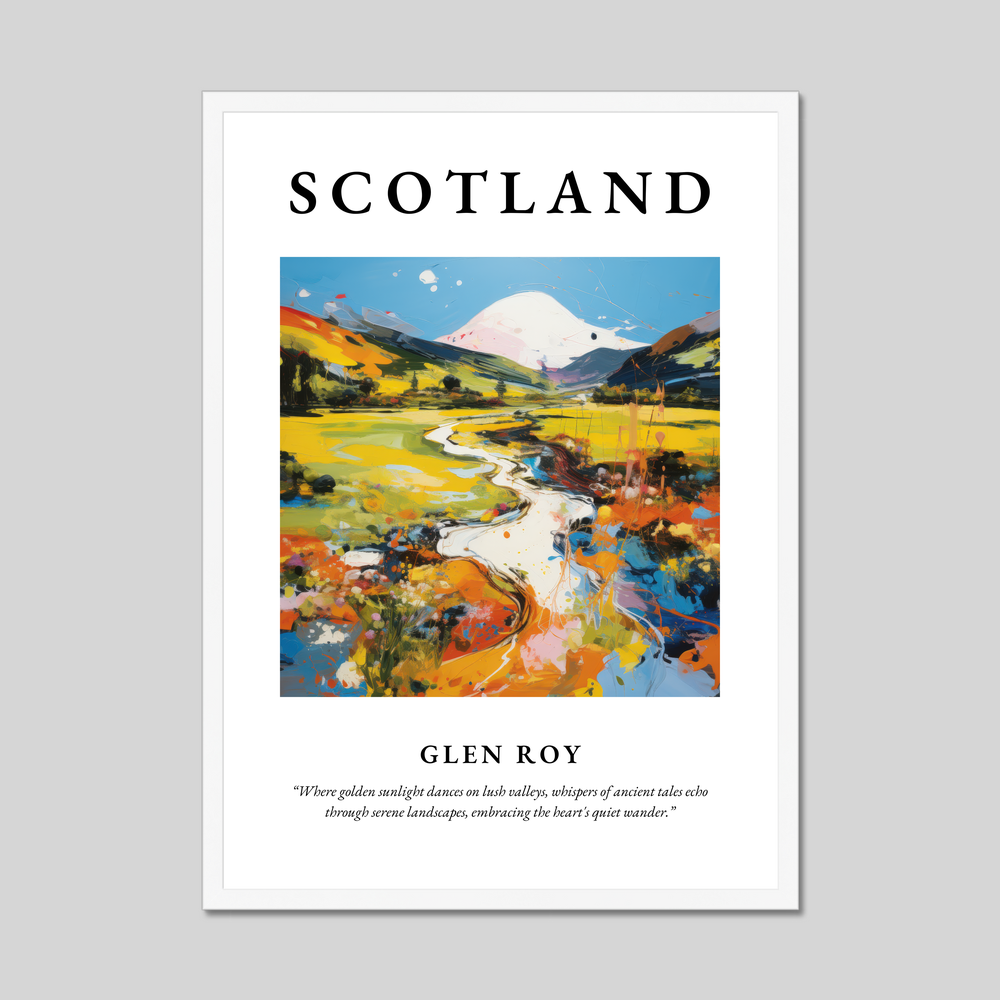 Poster in a white frame with the word Scotland