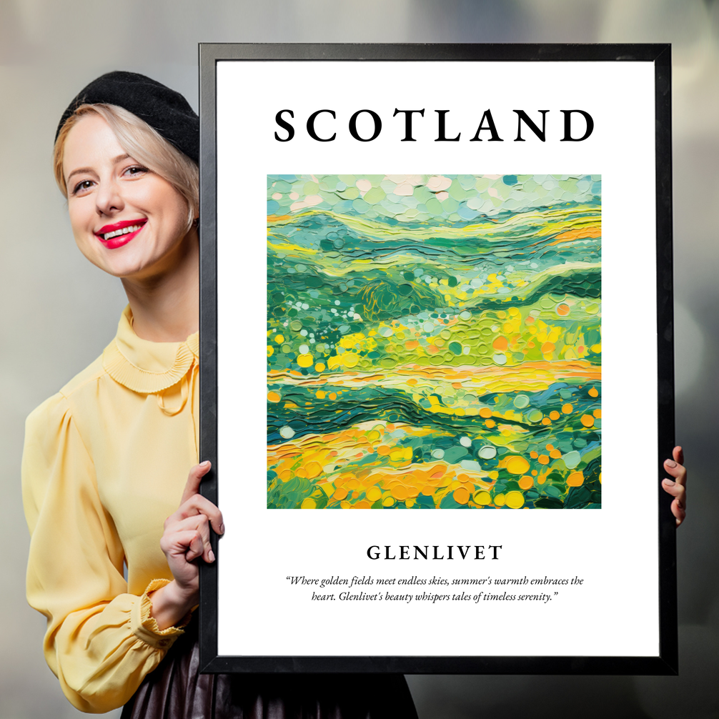 Person holding a poster of Glenlivet