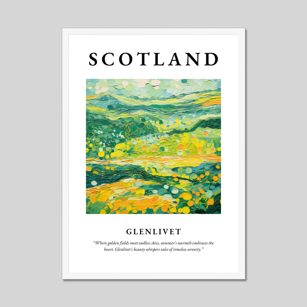 Poster in a white frame with the word Scotland