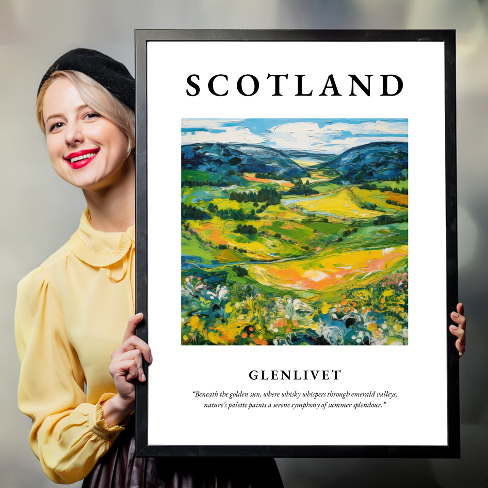 Person holding a poster of Glenlivet