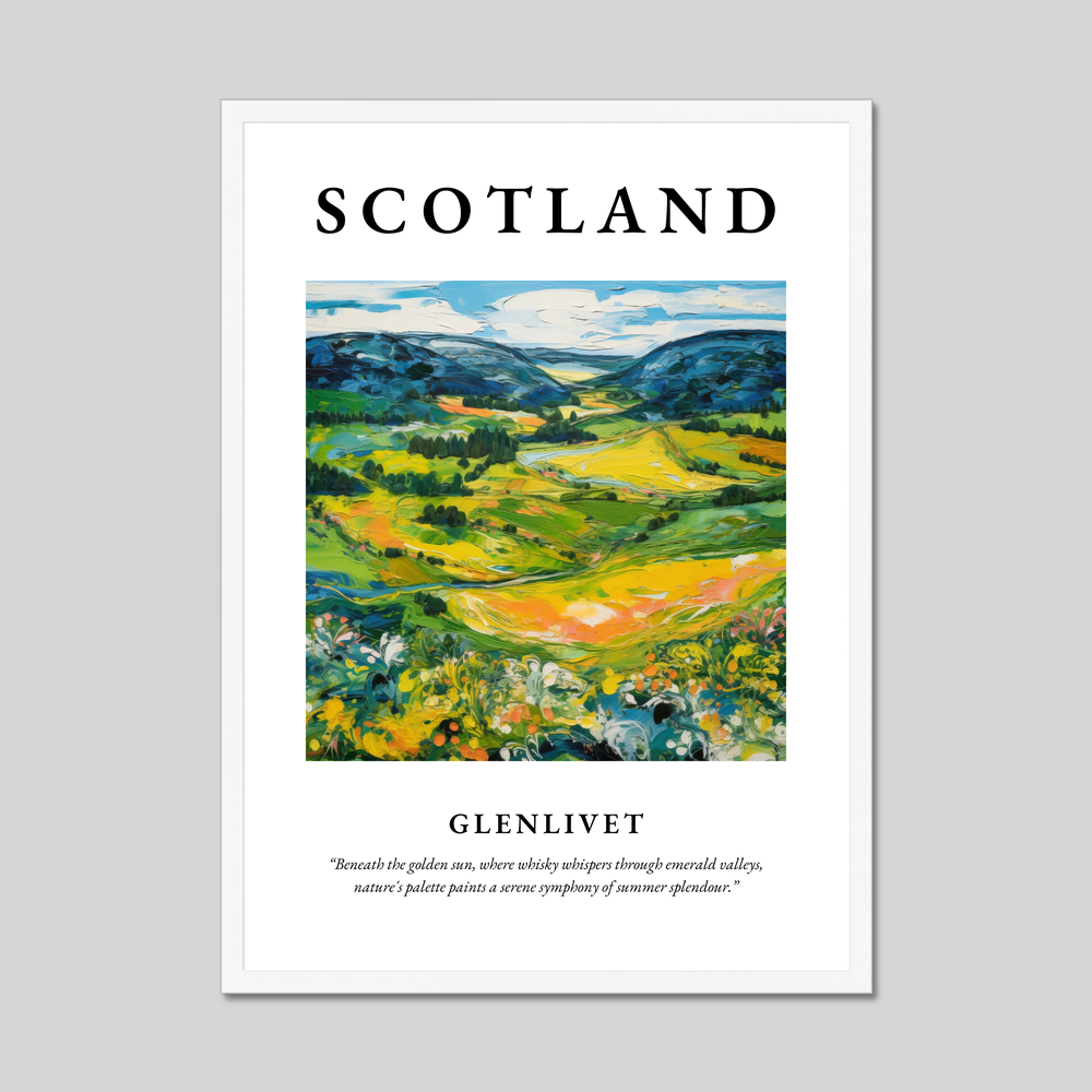 Poster in a white frame with the word Scotland