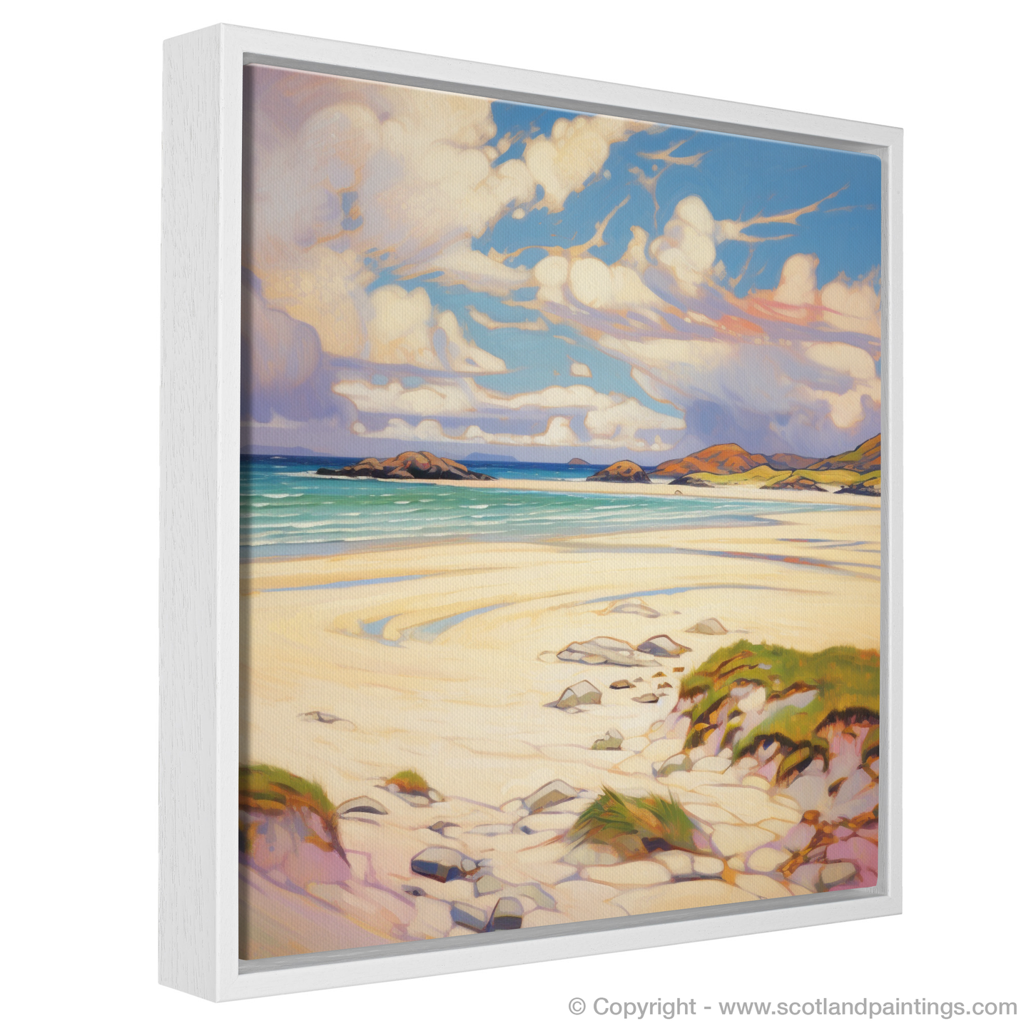 Painting and Art Print of Luskentyre Sands, Isle of Lewis in summer entitled "Summer Serenade at Luskentyre Sands".