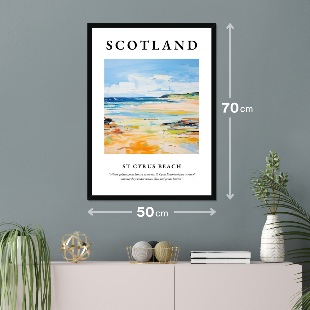 Poster of St Cyrus Beach hanging on a wall