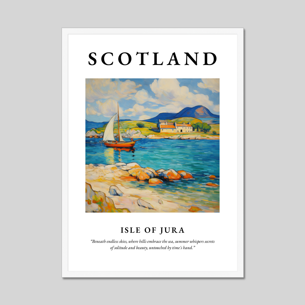 Poster in a white frame with the word Scotland