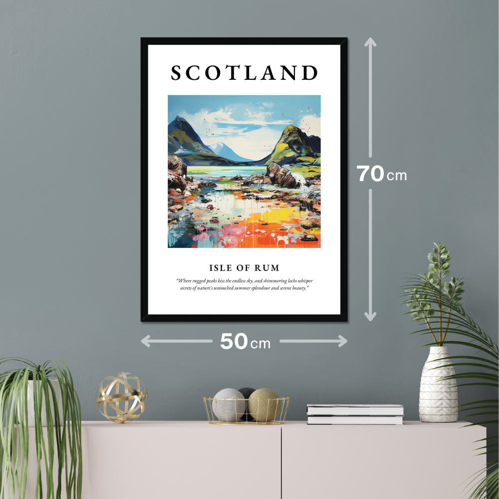 Poster of Isle of Rum hanging on a wall