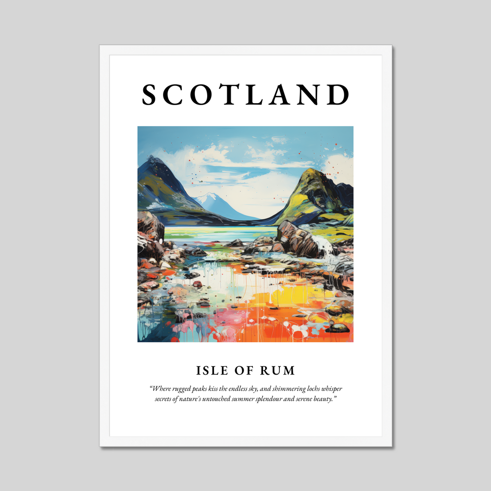 Poster in a white frame with the word Scotland