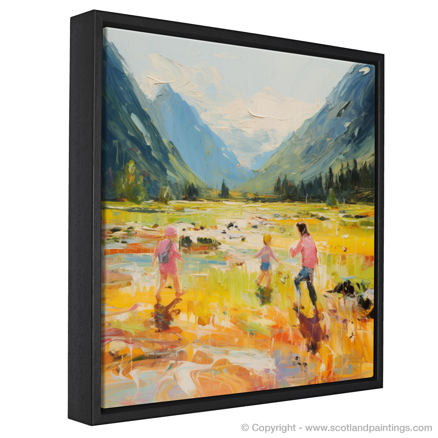 Painting and Art Print of Children playing in Glencoe during summer entitled "Summer Frolic in Glencoe Valley".
