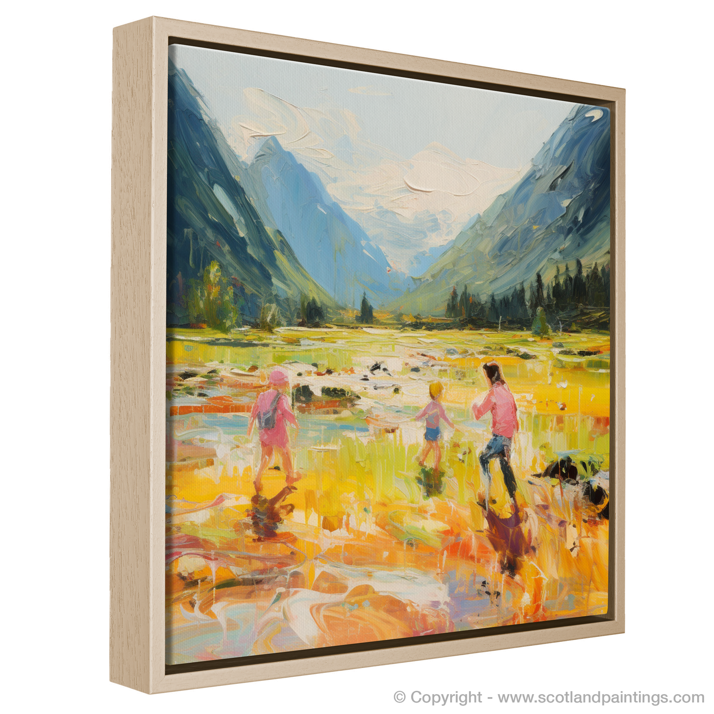 Painting and Art Print of Children playing in Glencoe during summer entitled "Summer Frolic in Glencoe Valley".