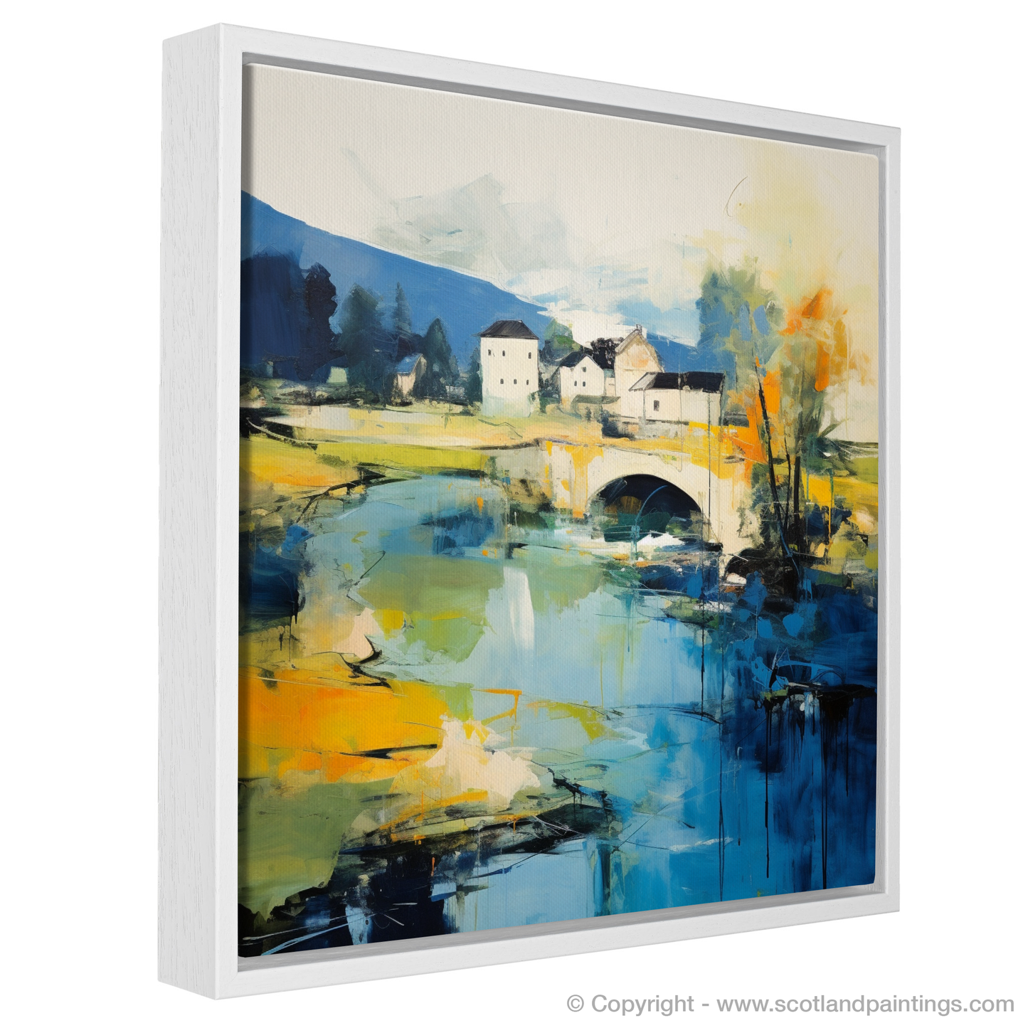 Painting and Art Print of River Almond, Edinburgh in summer entitled "Abstract Essence of River Almond in Summer".