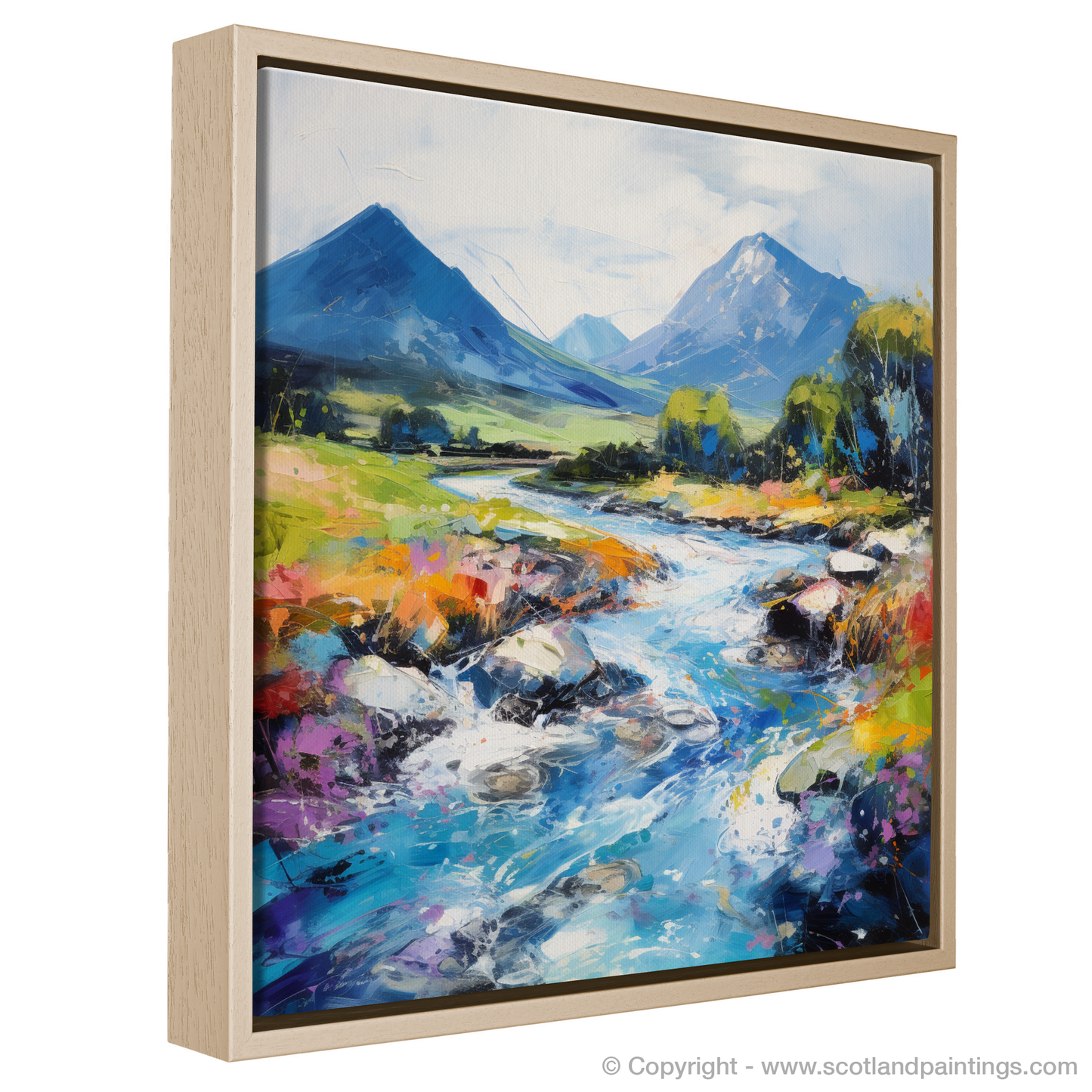 Painting and Art Print of River Etive, Argyll and Bute in summer entitled "Vibrant Essence of River Etive in Summer".