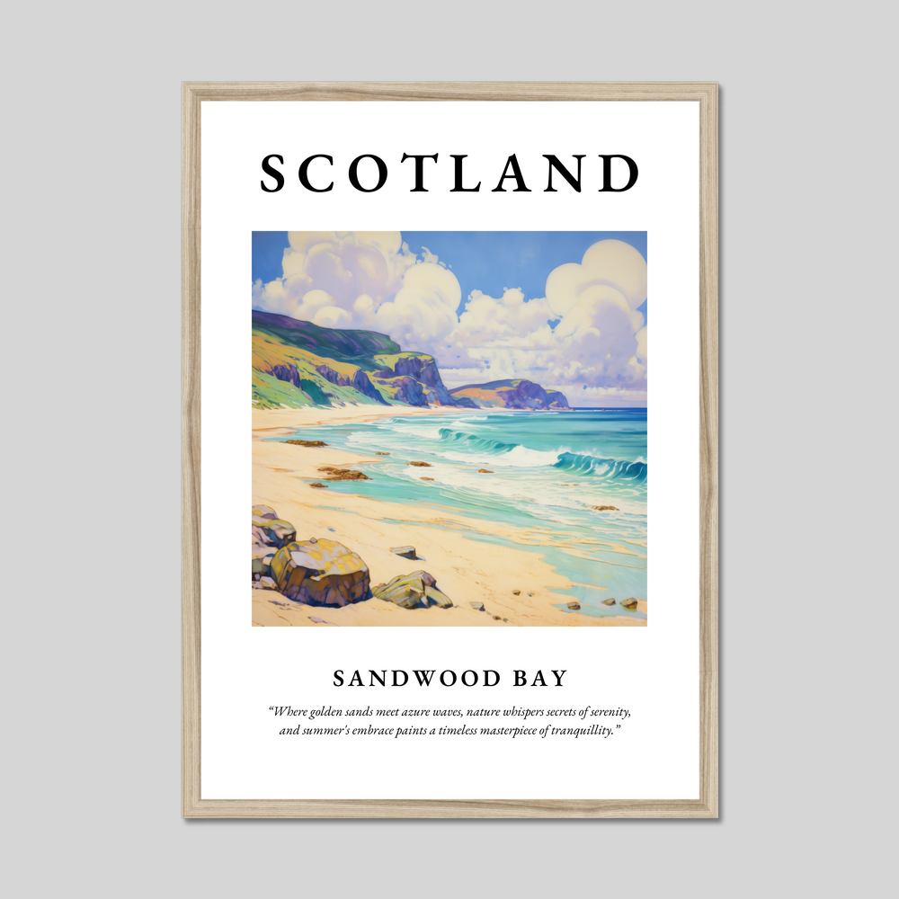 Poster in a natural frame with the word Scotland