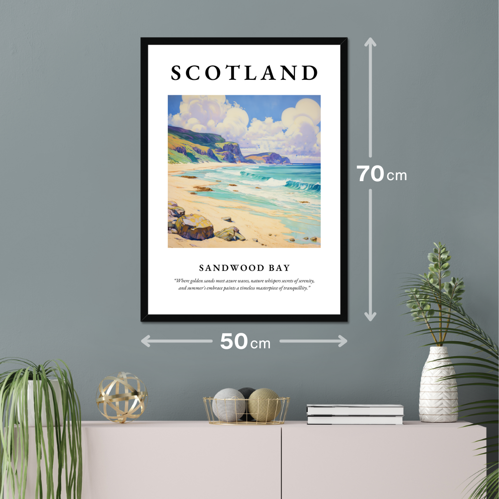 Poster of Sandwood Bay hanging on a wall