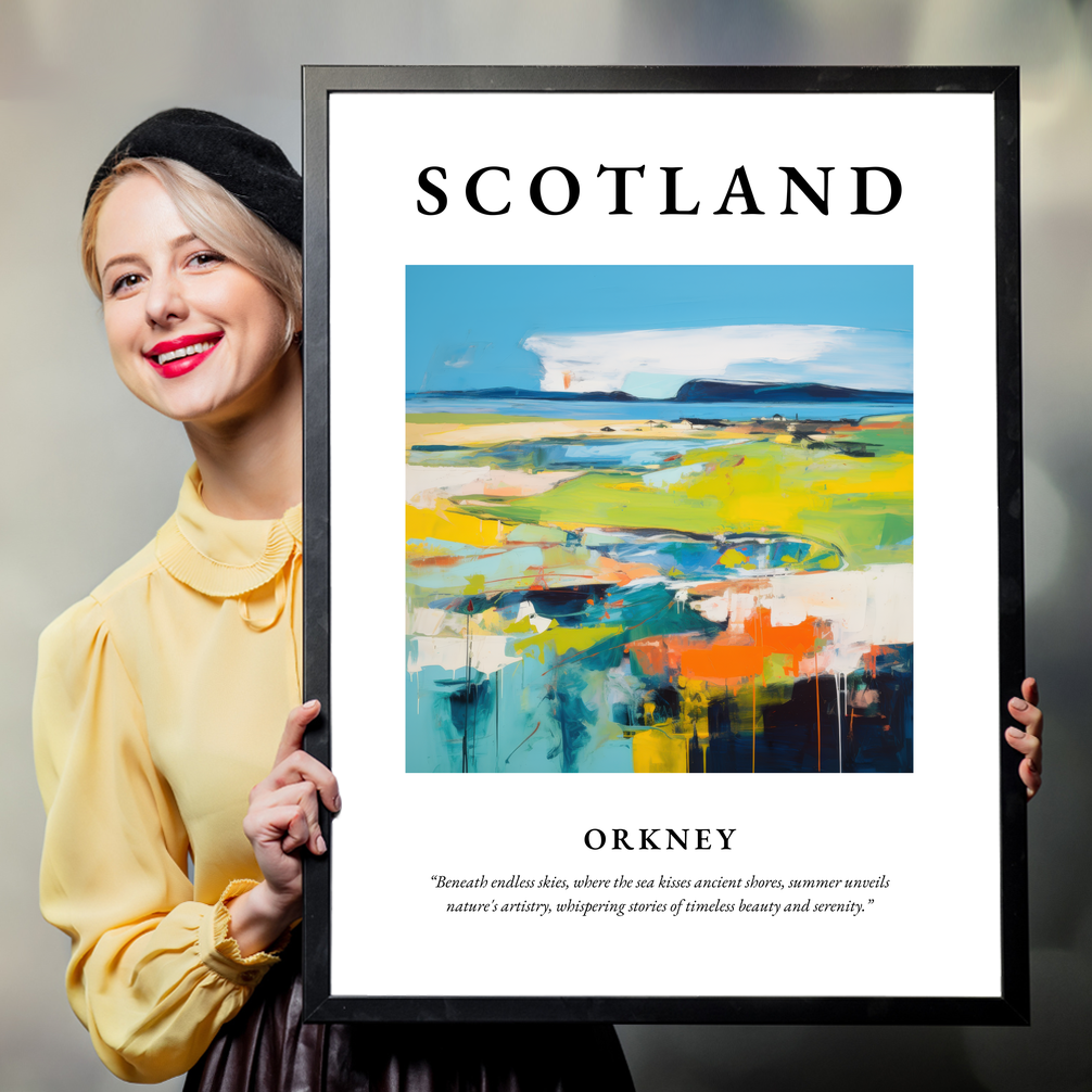 Person holding a poster of Orkney