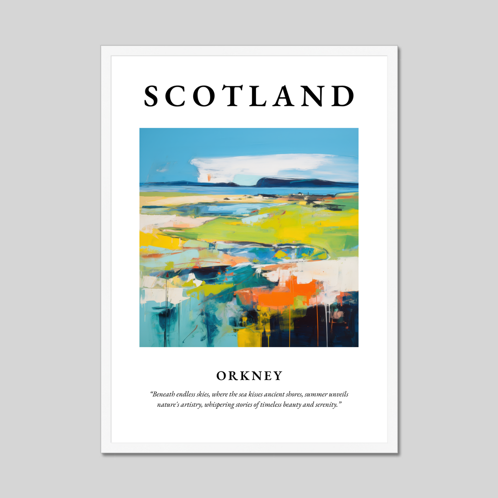 Poster in a white frame with the word Scotland