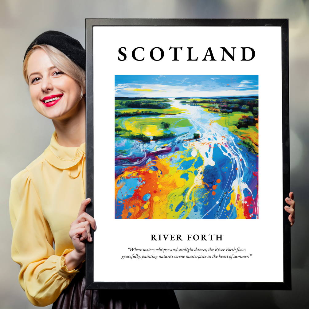 Person holding a poster of River Forth
