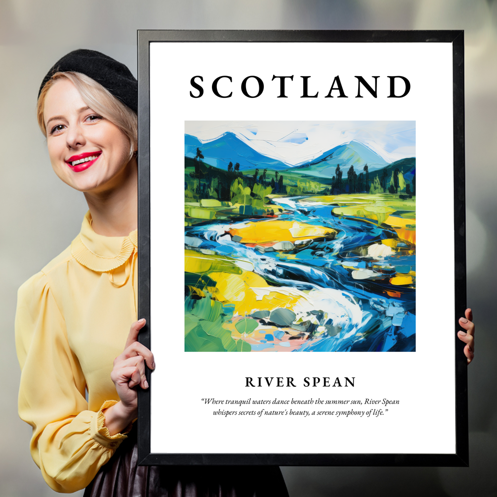 Person holding a poster of River Spean