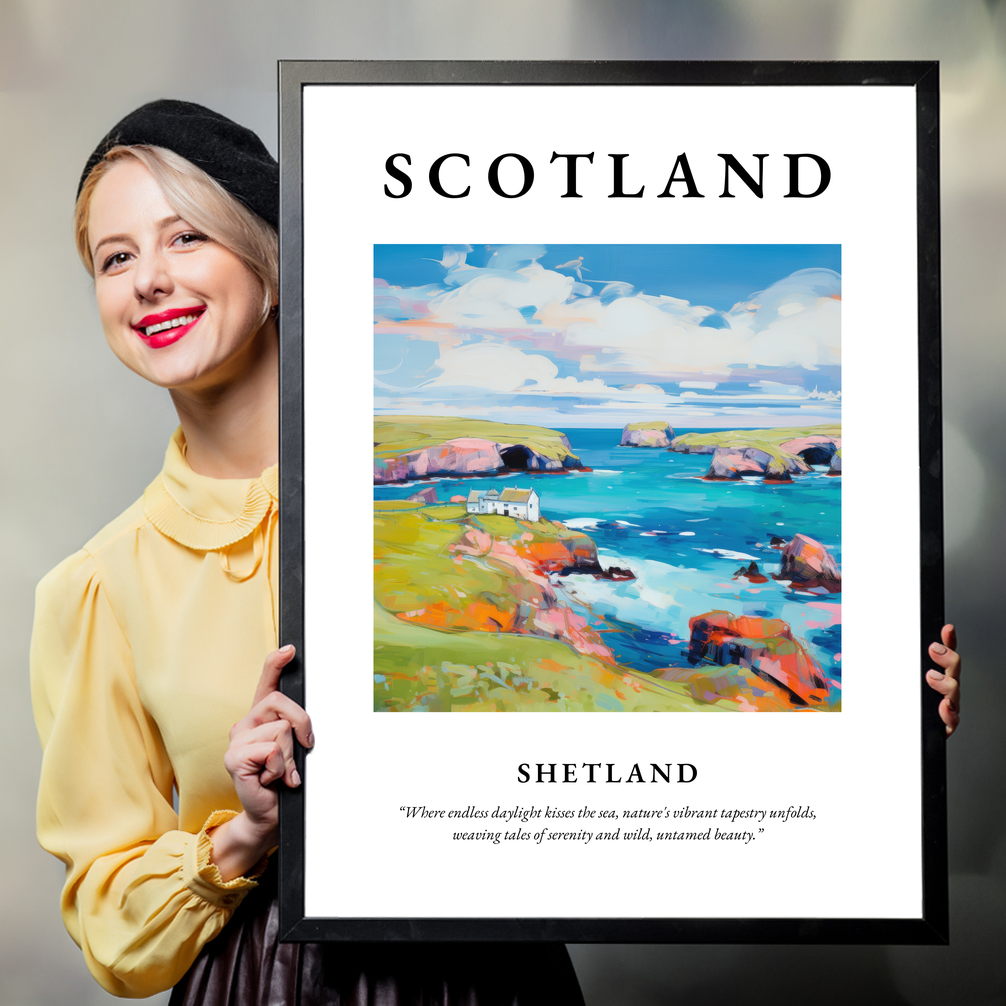 Person holding a poster of Shetland