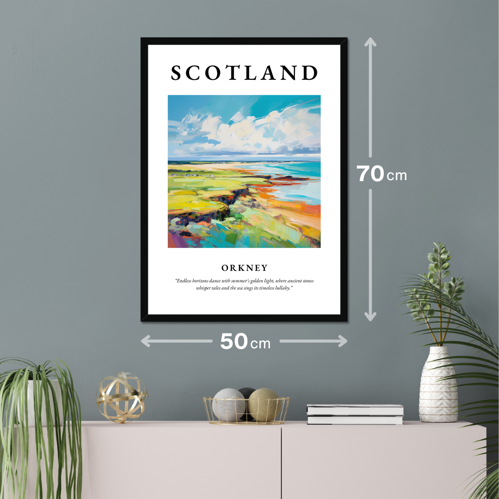 Poster of Orkney hanging on a wall