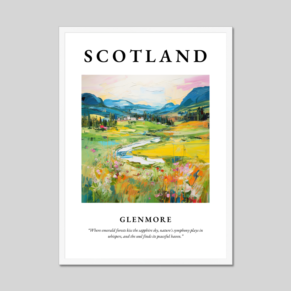 Poster in a white frame with the word Scotland