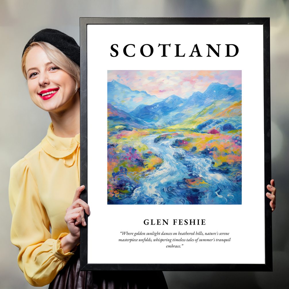 Person holding a poster of Glen Feshie