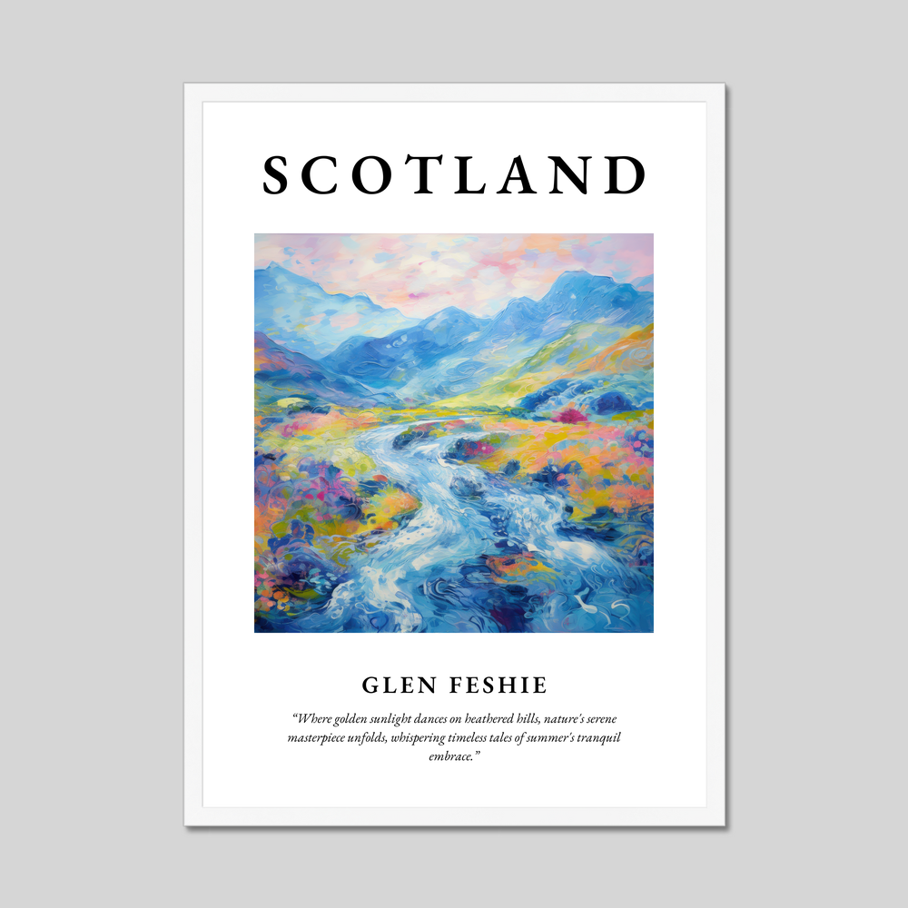 Poster in a white frame with the word Scotland