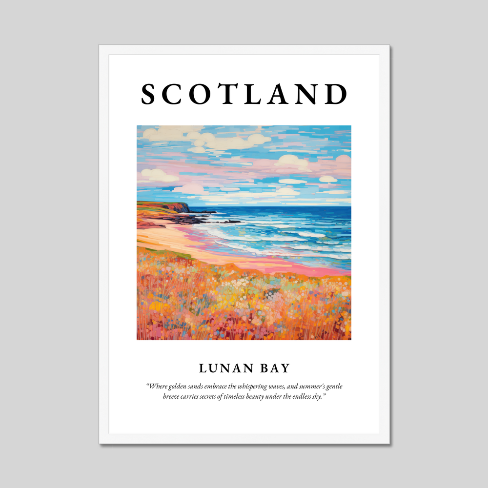 Poster in a white frame with the word Scotland