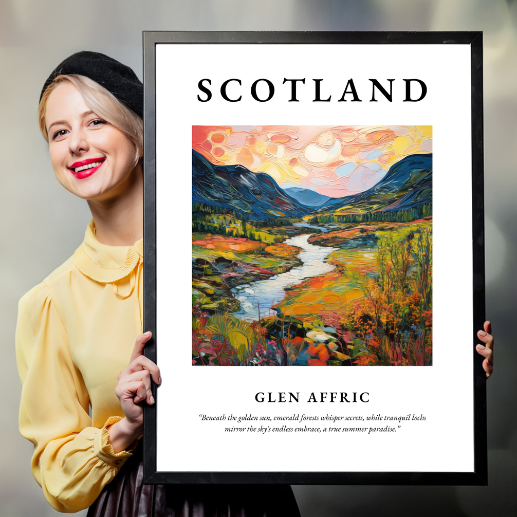 Person holding a poster of Glen Affric
