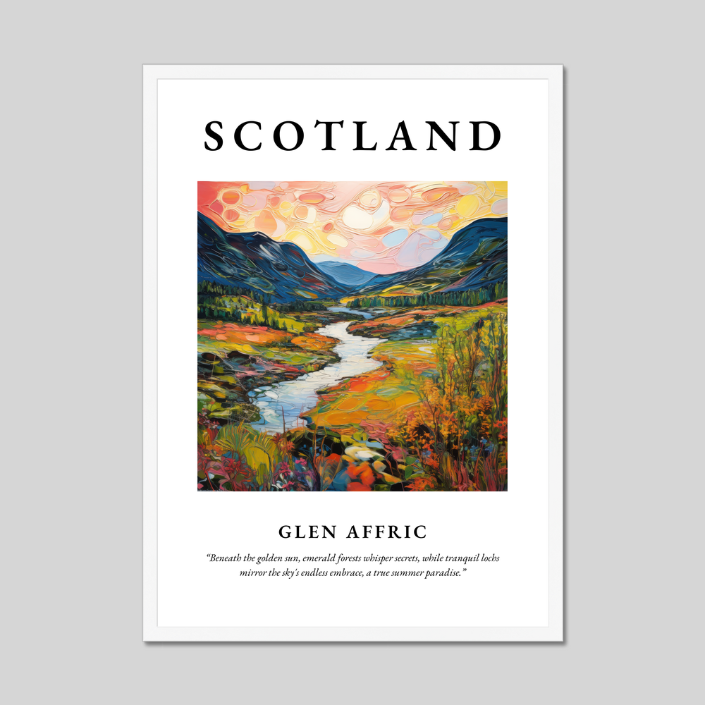 Poster in a white frame with the word Scotland