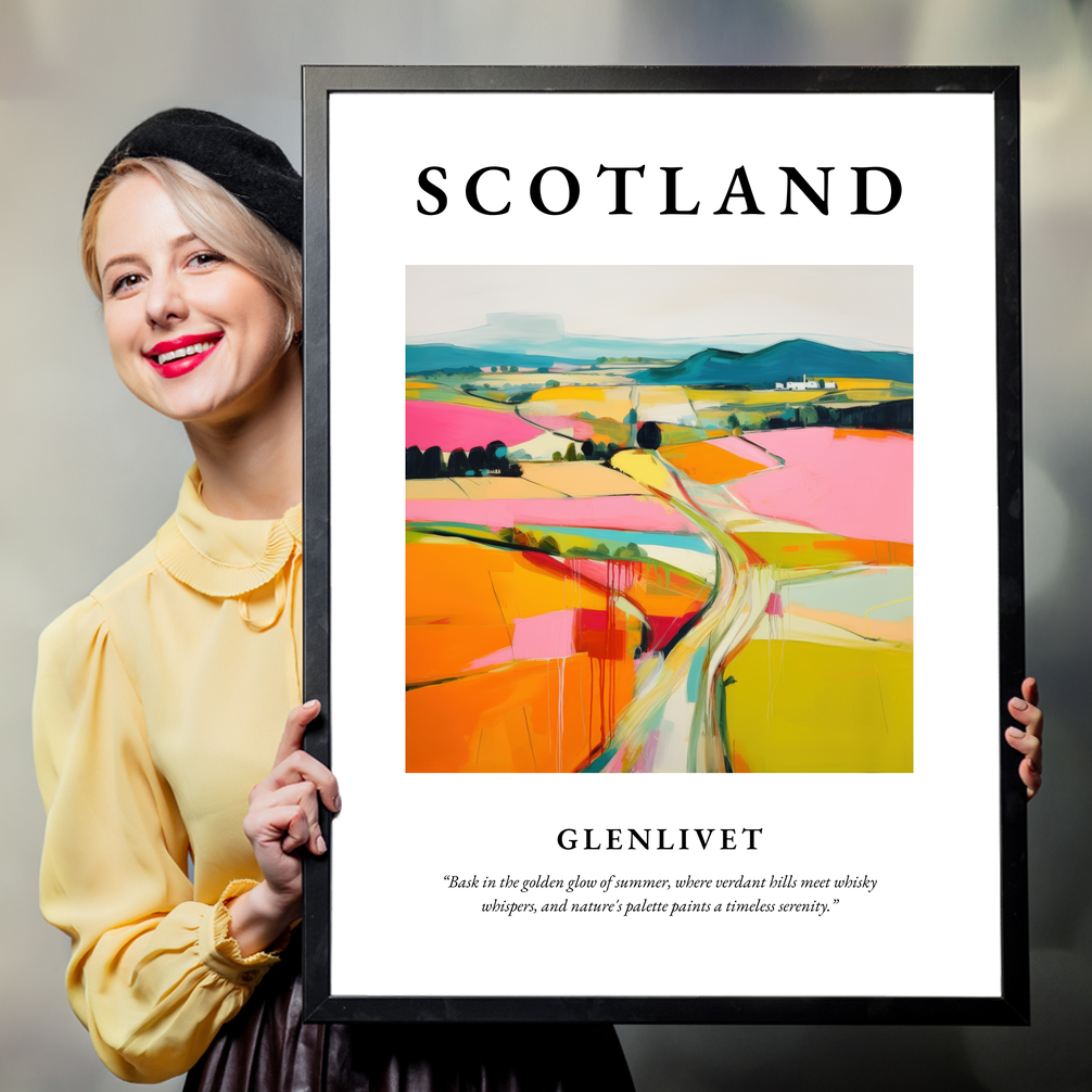 Person holding a poster of Glenlivet