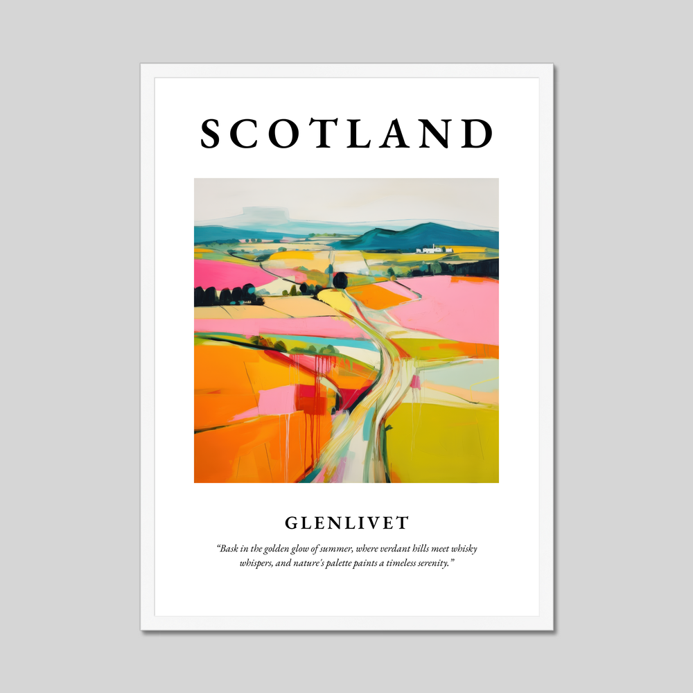 Poster in a white frame with the word Scotland