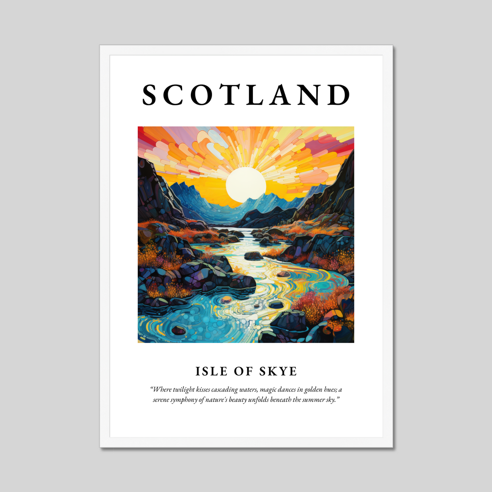 Poster in a white frame with the word Scotland