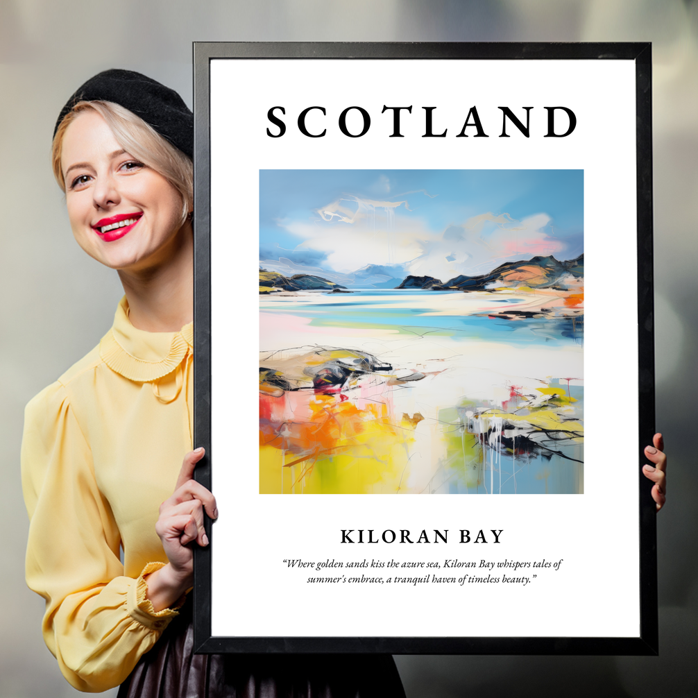 Person holding a poster of Kiloran Bay
