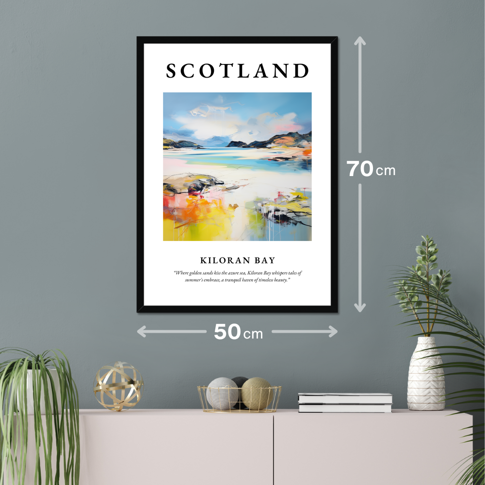 Poster of Kiloran Bay hanging on a wall