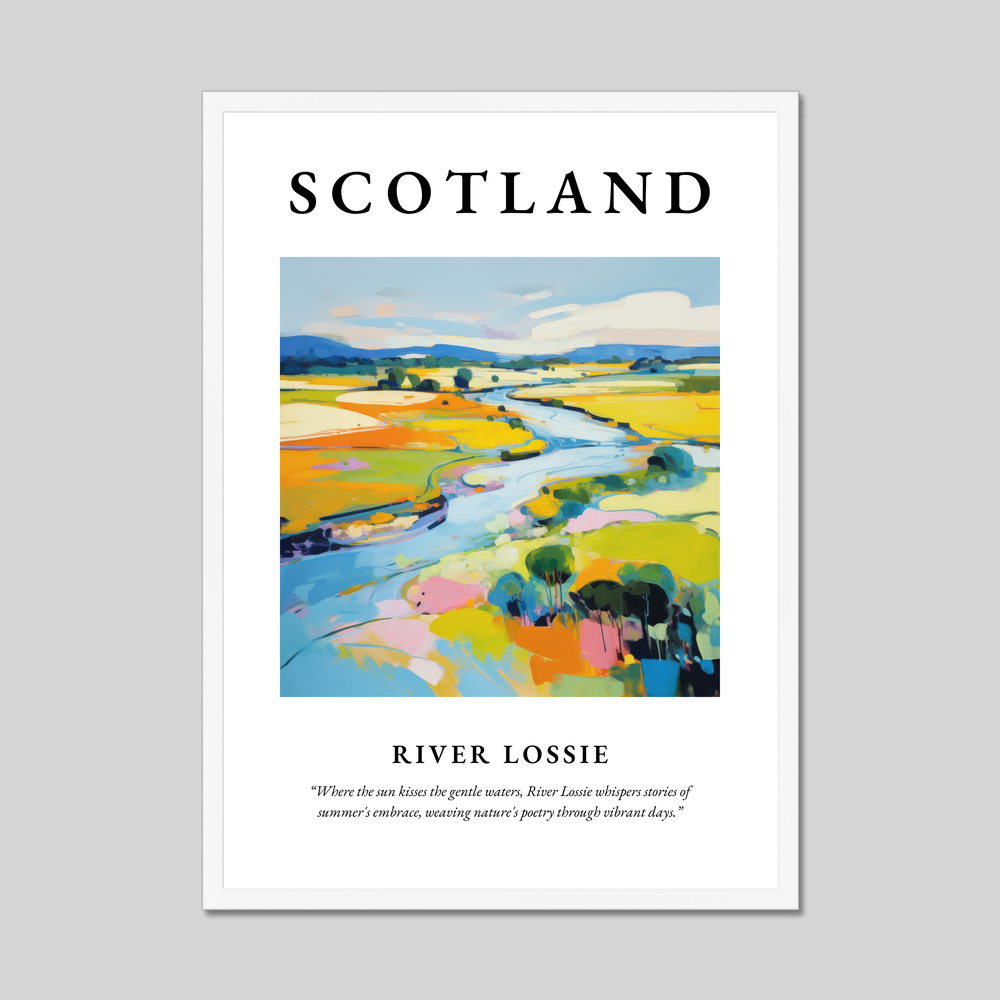 Poster in a white frame with the word Scotland