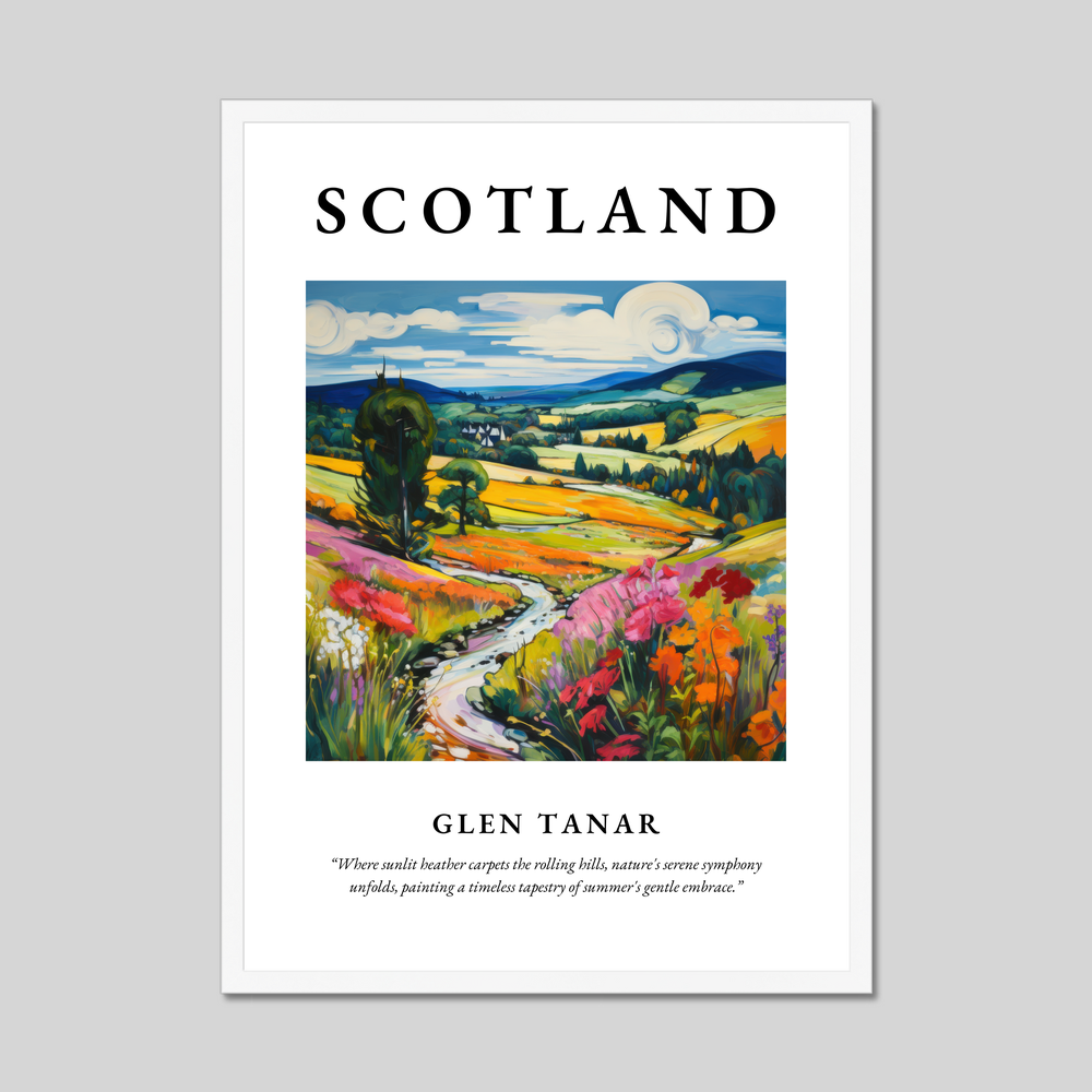 Poster in a white frame with the word Scotland