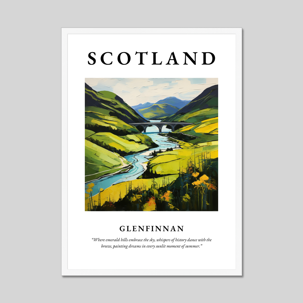 Poster in a white frame with the word Scotland