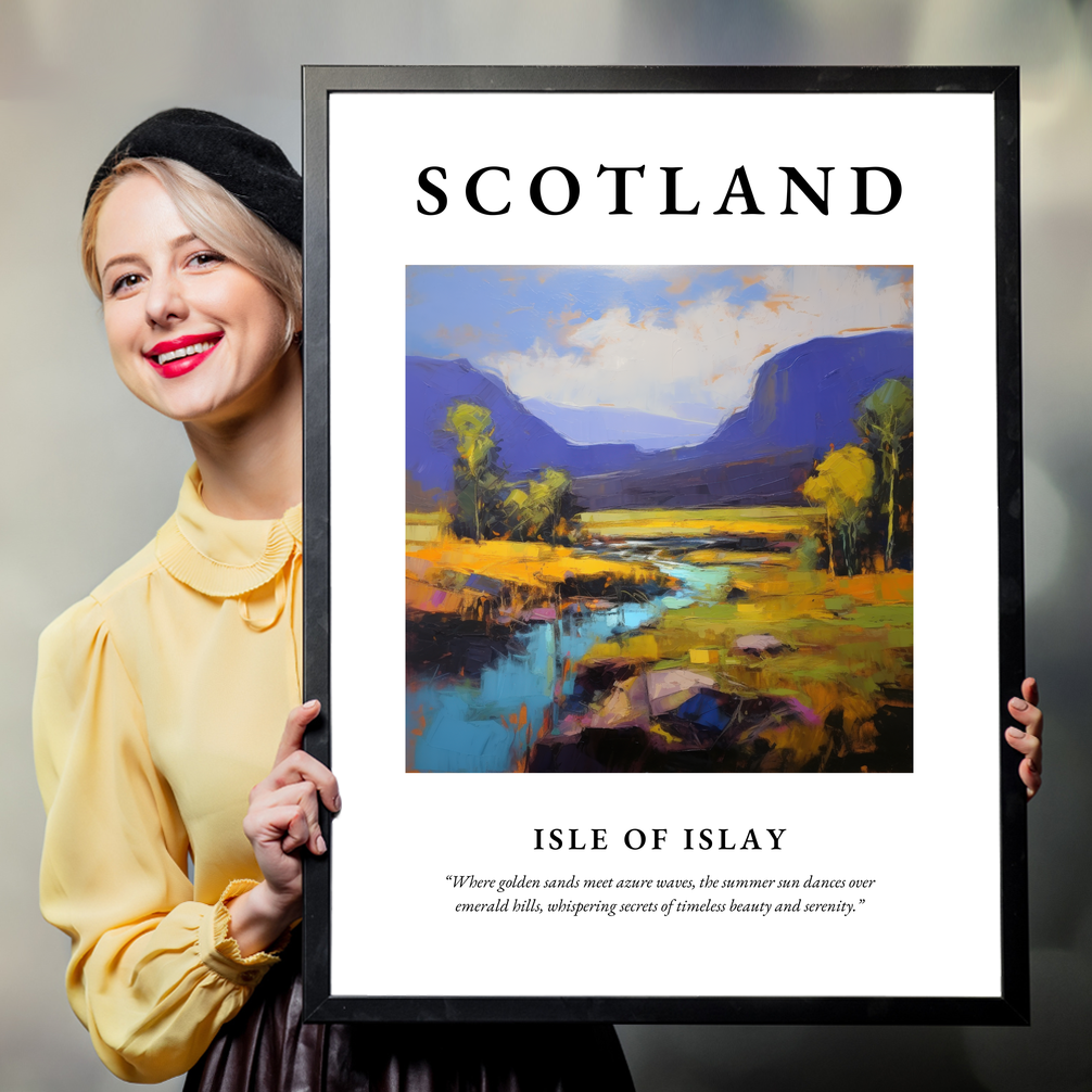 Person holding a poster of Isle of Islay