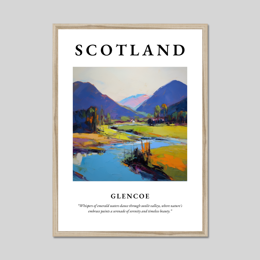 Poster in a natural frame with the word Scotland