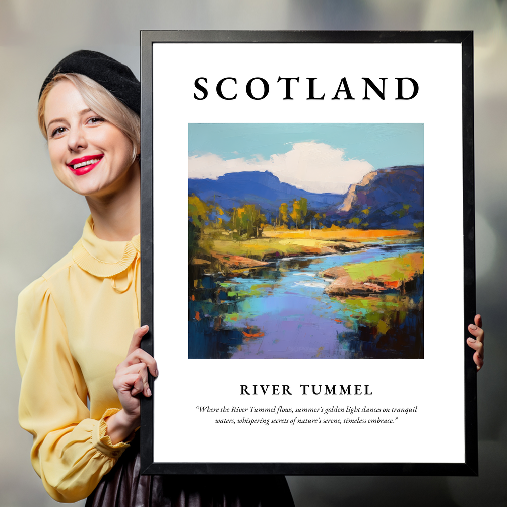 Person holding a poster of River Tummel