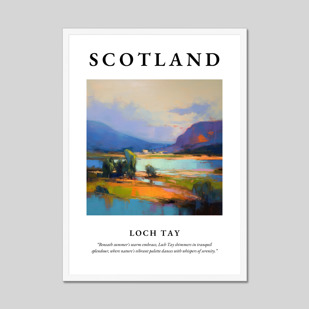 Poster in a white frame with the word Scotland