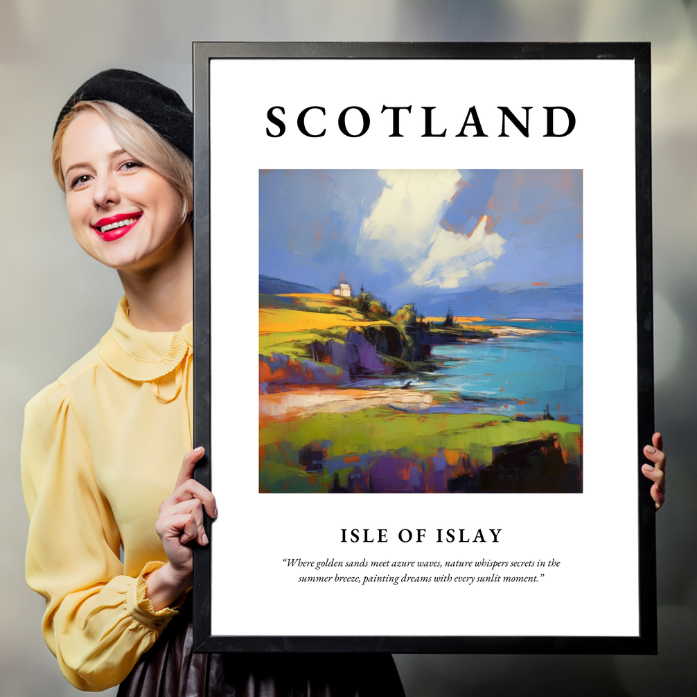 Person holding a poster of Isle of Islay