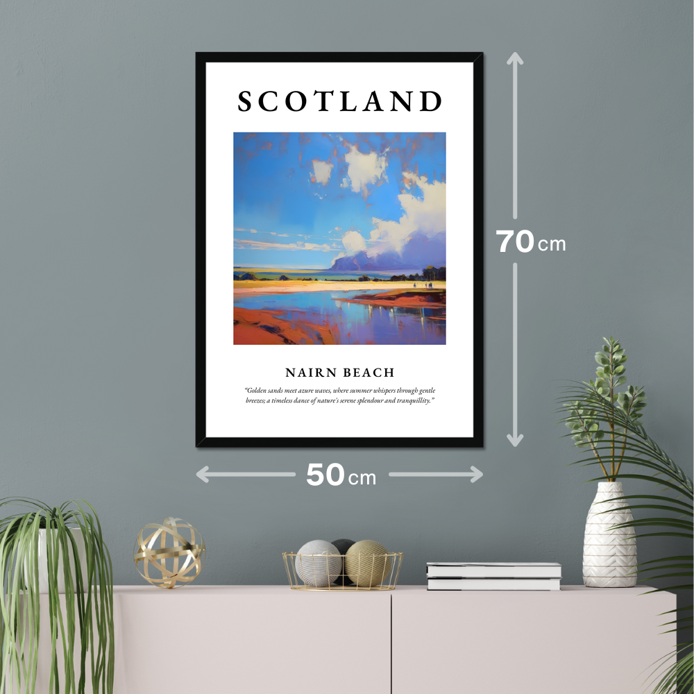 Poster of Nairn Beach hanging on a wall
