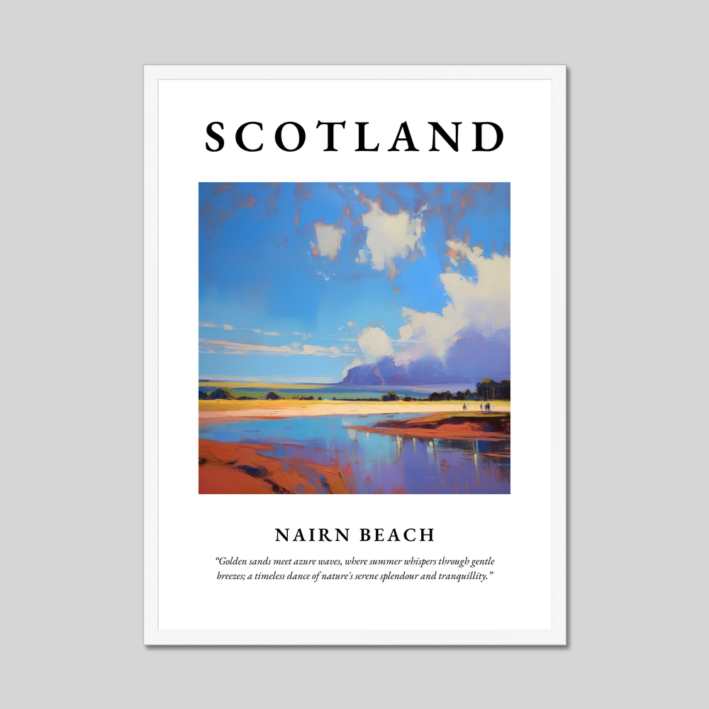 Poster in a white frame with the word Scotland