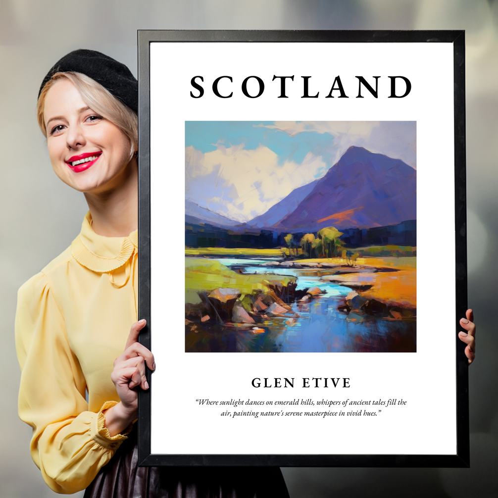 Person holding a poster of Glen Etive