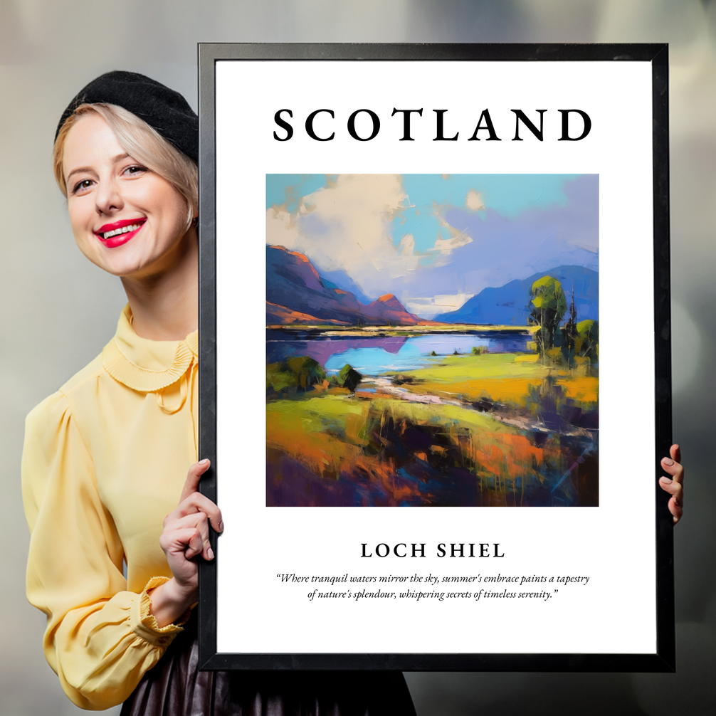 Person holding a poster of Loch Shiel
