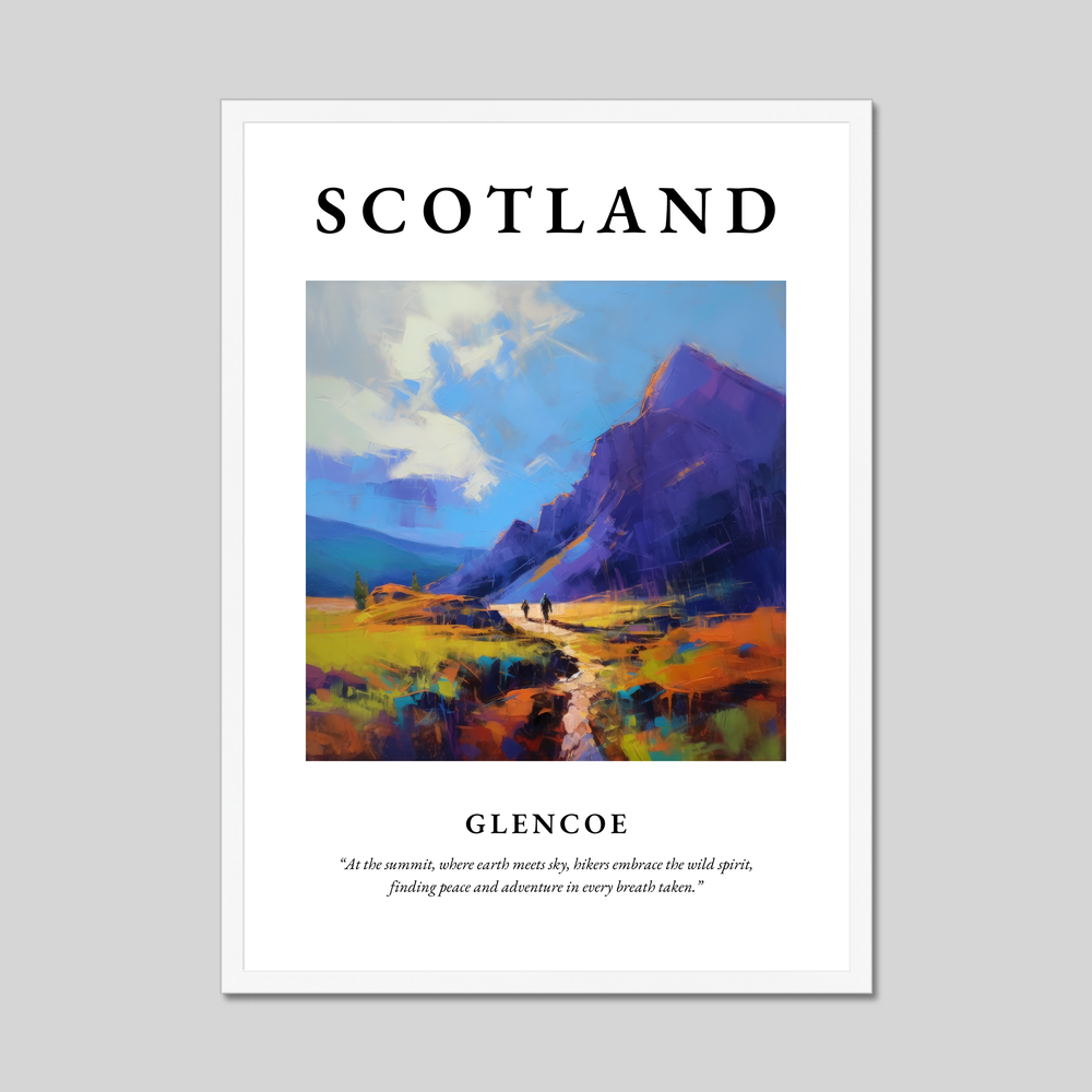 Poster in a white frame with the word Scotland