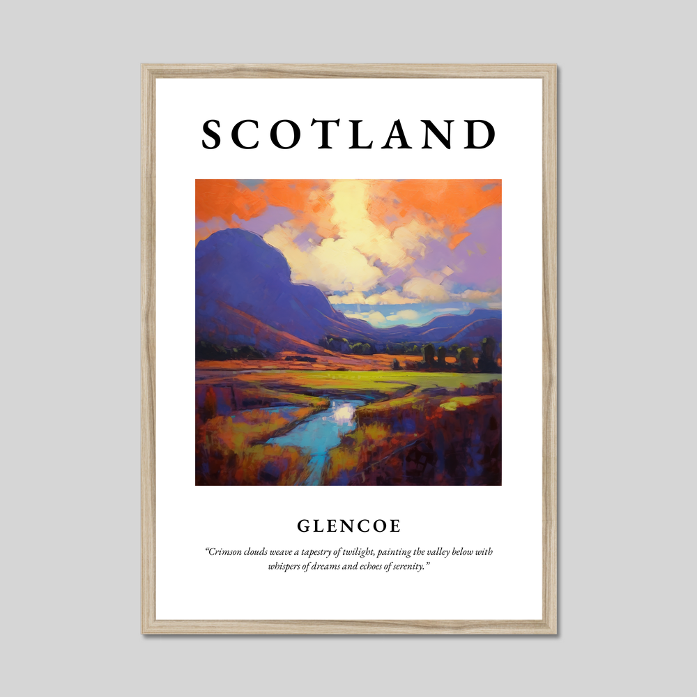 Poster in a natural frame with the word Scotland