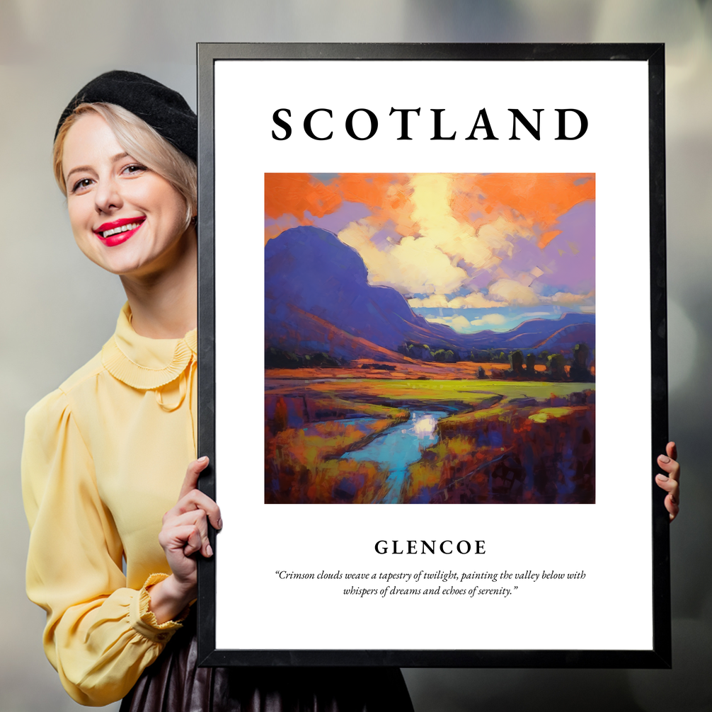 Person holding a poster of Glencoe